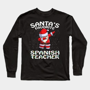 Santas Favorite Spanish Teacher Christmas Long Sleeve T-Shirt